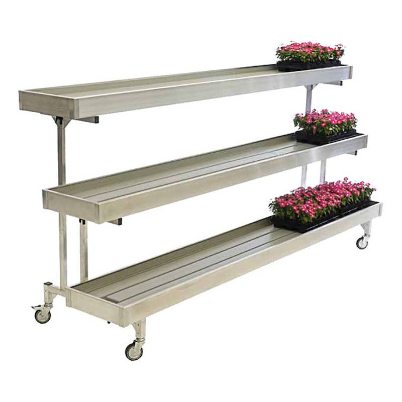 Aluminum wall bench three shelves, Size: L 99.49" W 32.28" H 55.91"