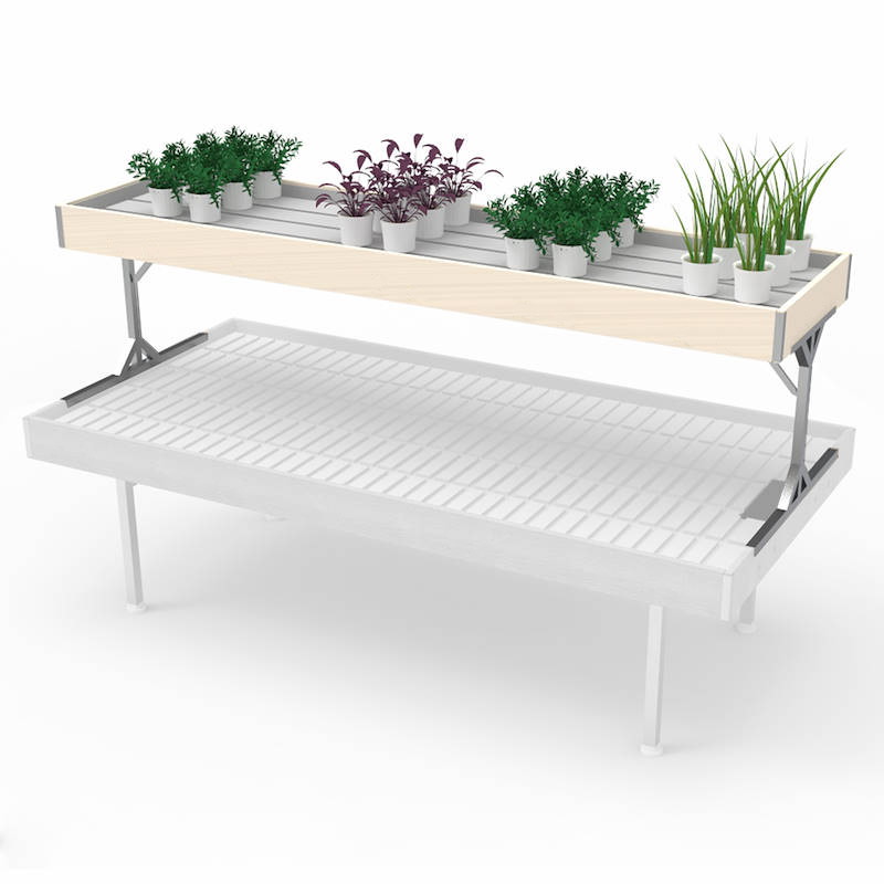 Top Bench / Mezzanine Wood line AMOR, Size: 27.19" x 120.47" (for benches 65.35" x 120.47"), Color: White wood
