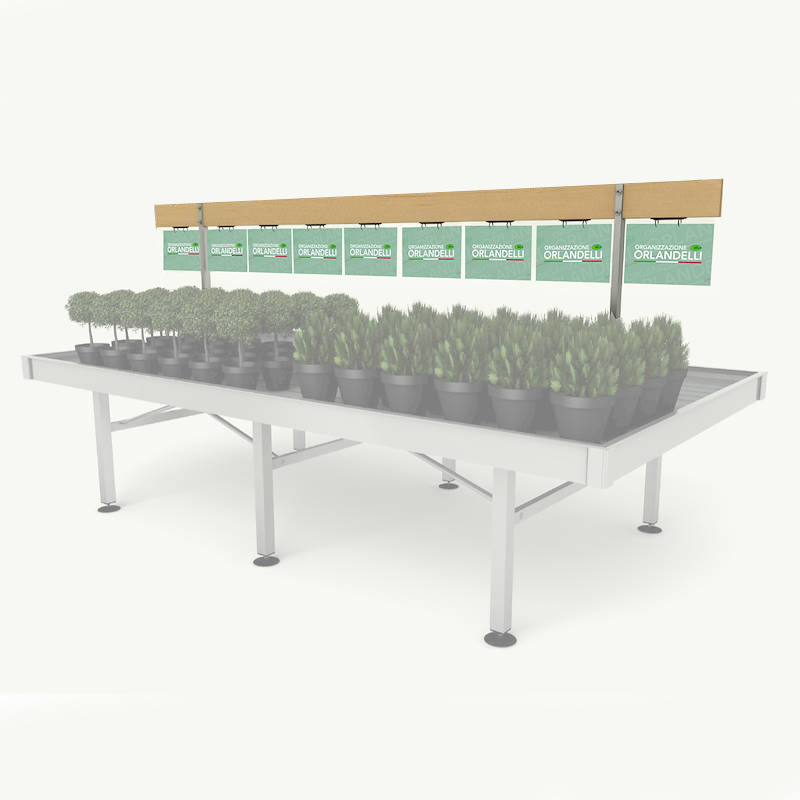 Wood cards holder with support adjustable in height, Size: 78.74" L, Irrigation kit: WITHOUT irrigation Kit