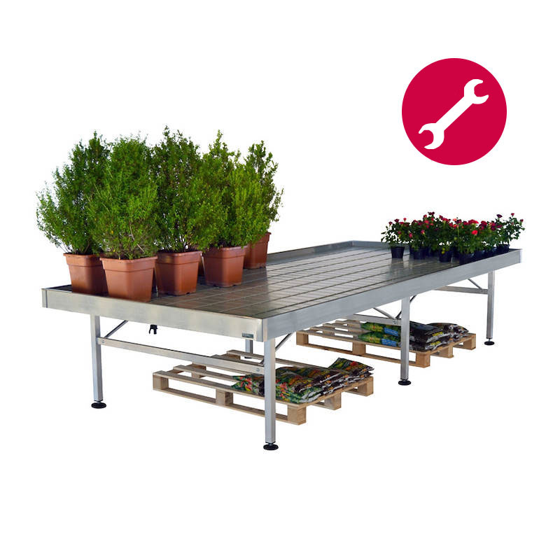 Ready-to-assemble fixed water tables in aluminum, Size: 63.97" x 119.29", Box: 20 units - h 29.52"