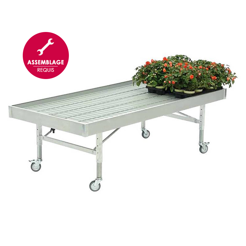 Banc sur roues en aluminium à monter, Dimension: 1025 x 2055 mm, Paquet: 20 pièces