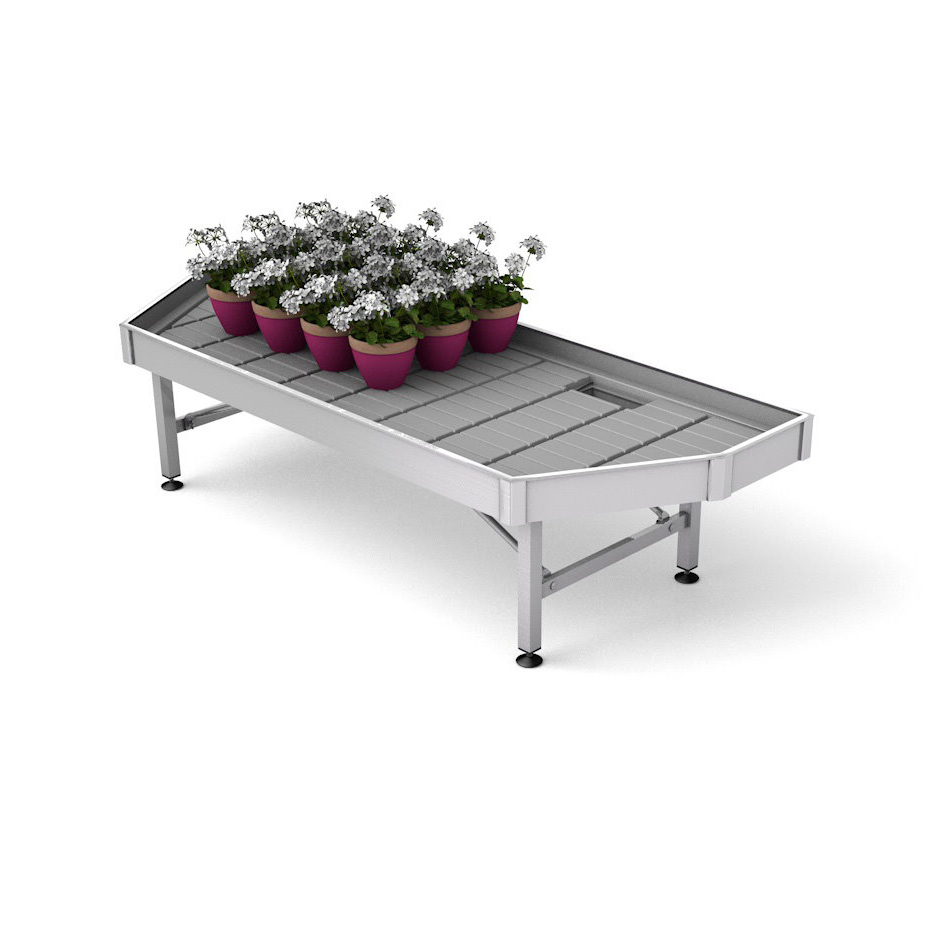 Cabecera en aluminio para mesas para plantas y flores, Dimensión: End Cap para paleta de ancho 1625 mm, Altura: h 550 mm