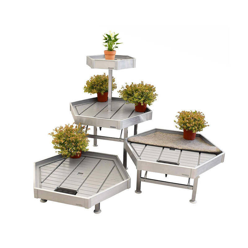 Hexagonal Display Set, Exhibition Set: Set 3 units + Raised bench, Box: Triple