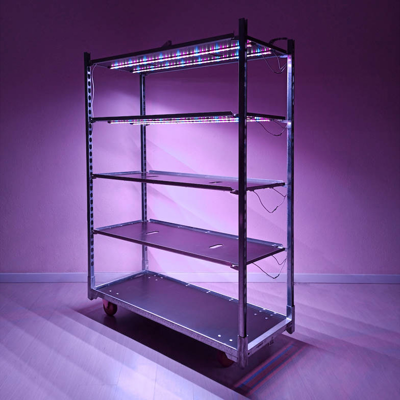 Carrito DC con kit de iluminación led para microvegetales