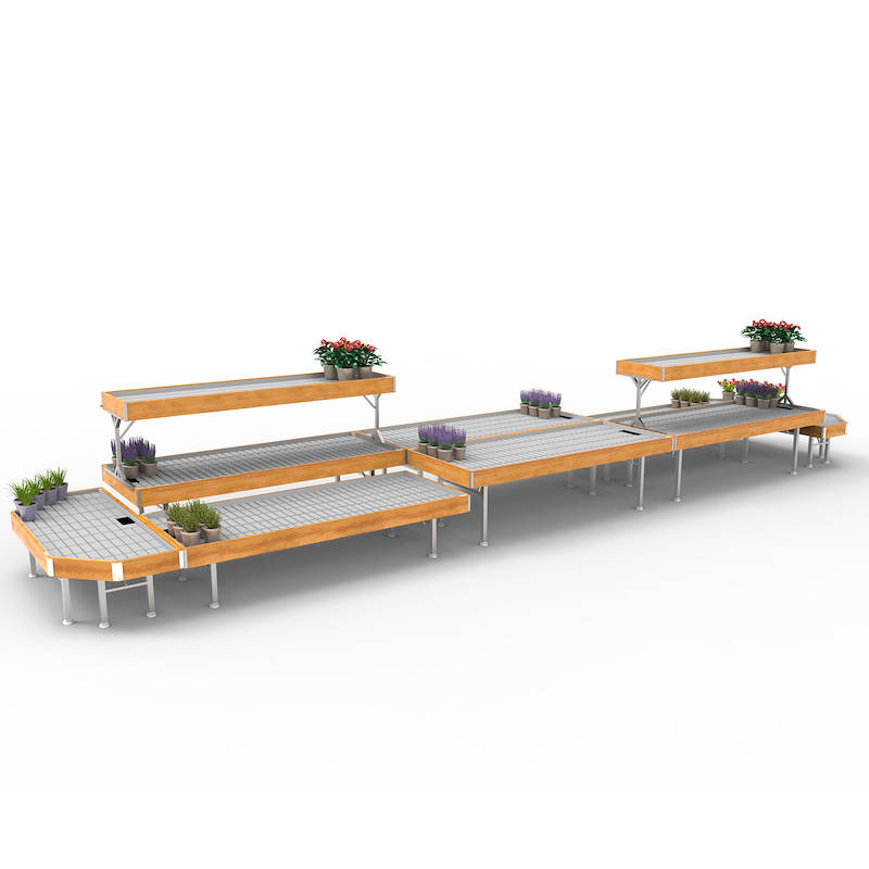 Set GÓNDOLA FLORECIDA Linea en madera AMOR, Set expositor: GÓNDOLA FLORECIDA MAXI, Color: Madera natural, Paquete: 4 Juegos