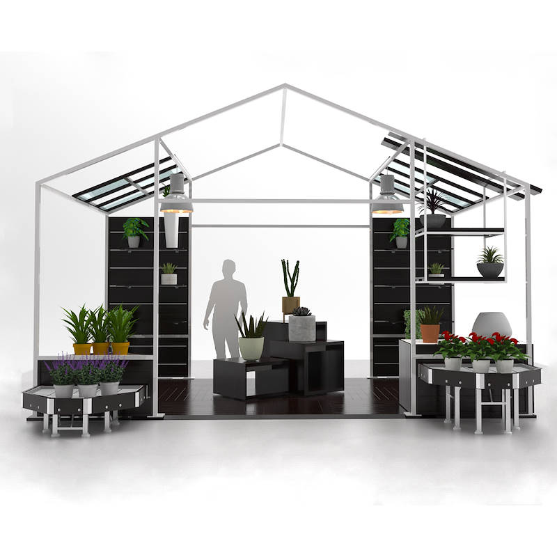 THE GREENHOUSE Format- Garden Center Identity, Color: customized, Optional: Greenhouse equipped with exhibitors