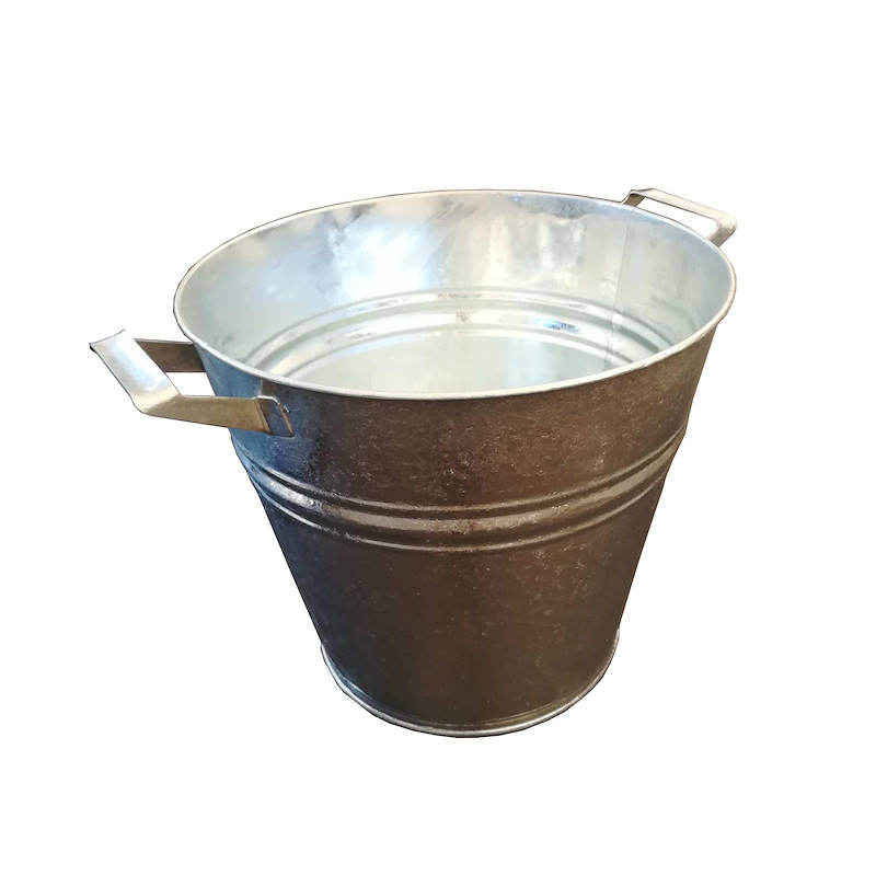 Maceta galvanizada con asas, Dimensión: ø 320 H 280 mm, Color: gris