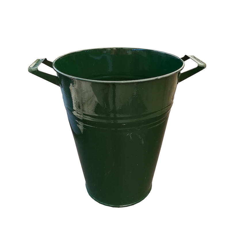 Maceta galvanizada con asas, Dimensión: ø 280 H 342 mm, Color: verde