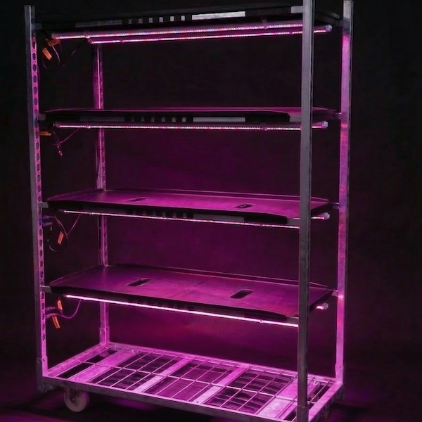 Carro de rejilla 1350 con luces LED TUBE EXTRA PAR para cultivo