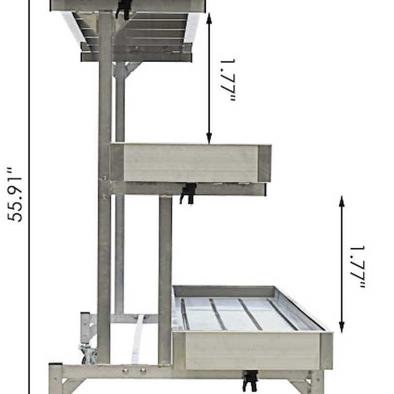 Aluminum wall bench three shelves