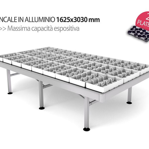Mesa expositora fija de aluminio para montar