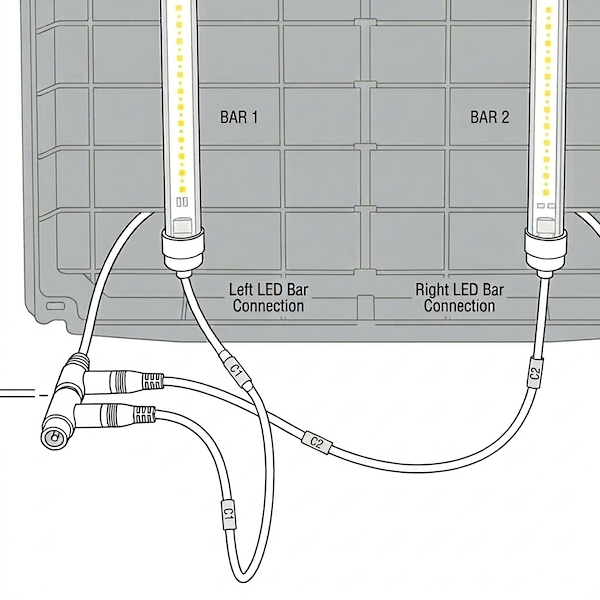 Carro de rejilla 1350 con luces LED TUBE EXTRA PAR para cultivo