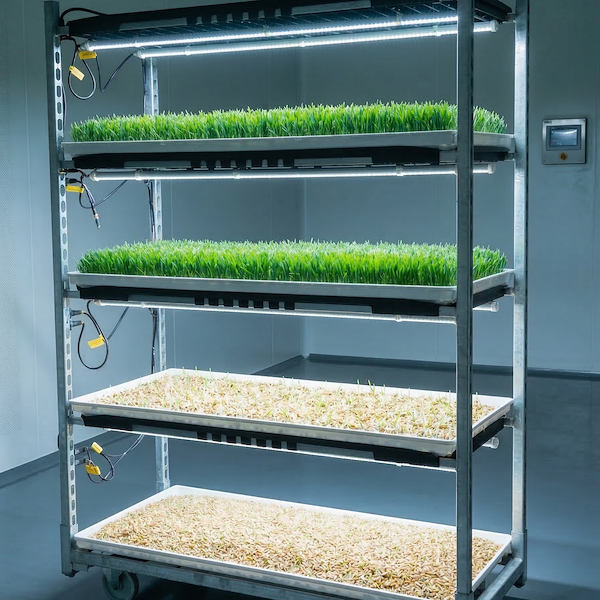 Chariot à grille 1350 avec lampes LED germination TUBE WHITE PAR