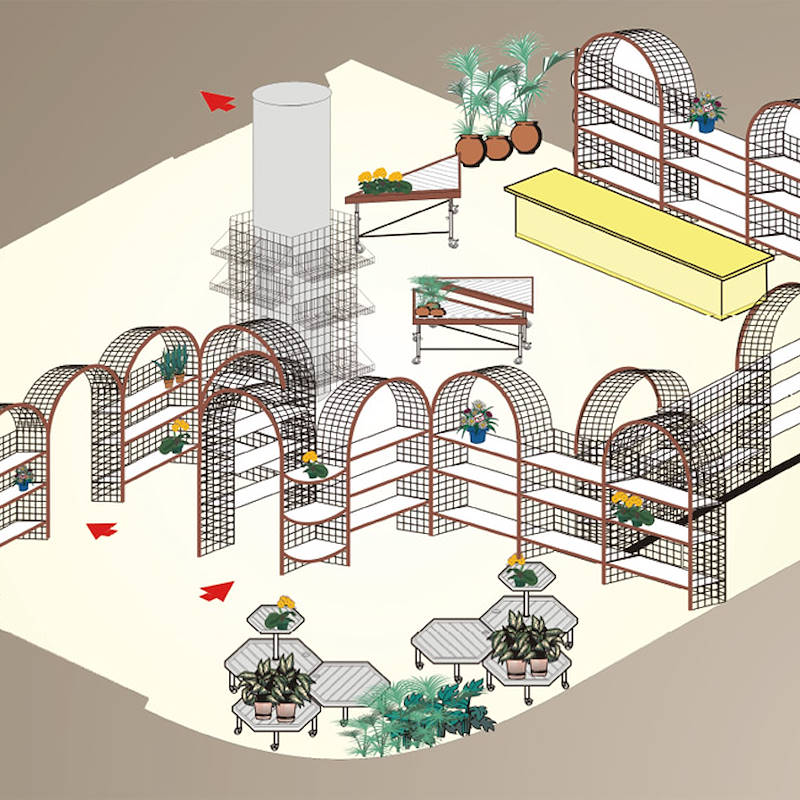 Modular wire-mesh with 3 shelves