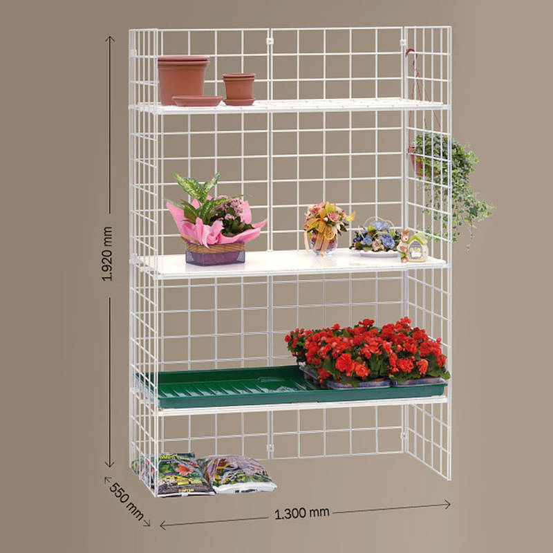 Modulares Verkaufsregal aus Gitterelementen mit 3 Böden