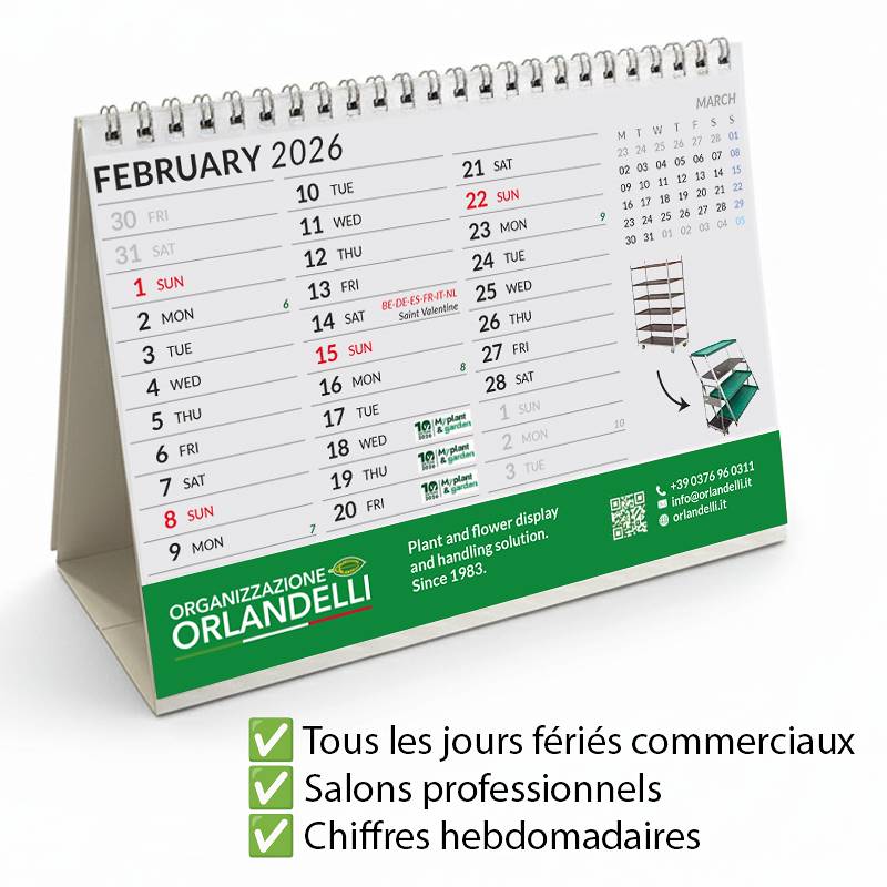 Calendrier 2026 pour le secteur des plantes et des fleurs