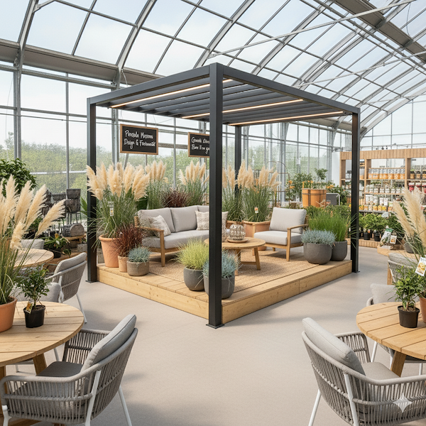 Plataforma expositora en madera natural