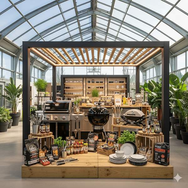 Plataforma expositora en madera natural