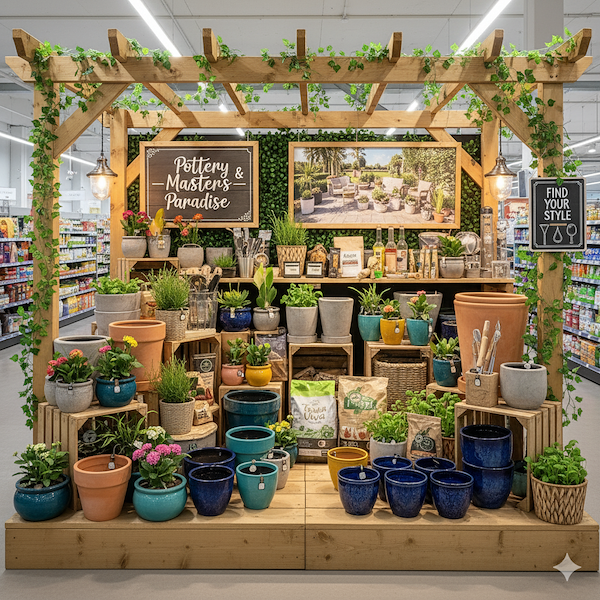Display platform in natural wood