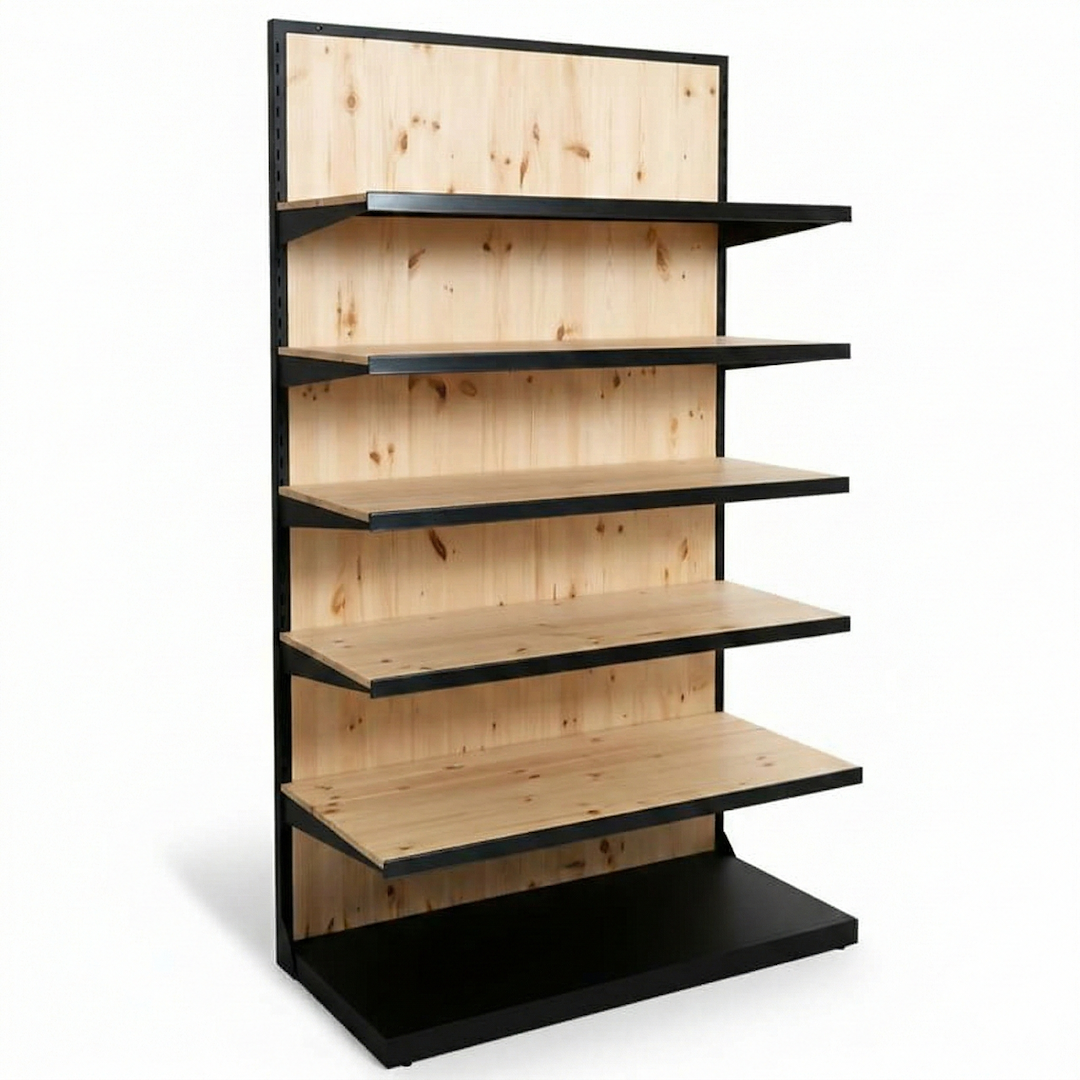 Holzregale mit beweglichen Regalen