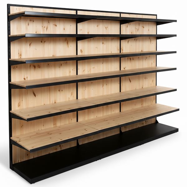 Rayonnage en bois avec étagères mobiles