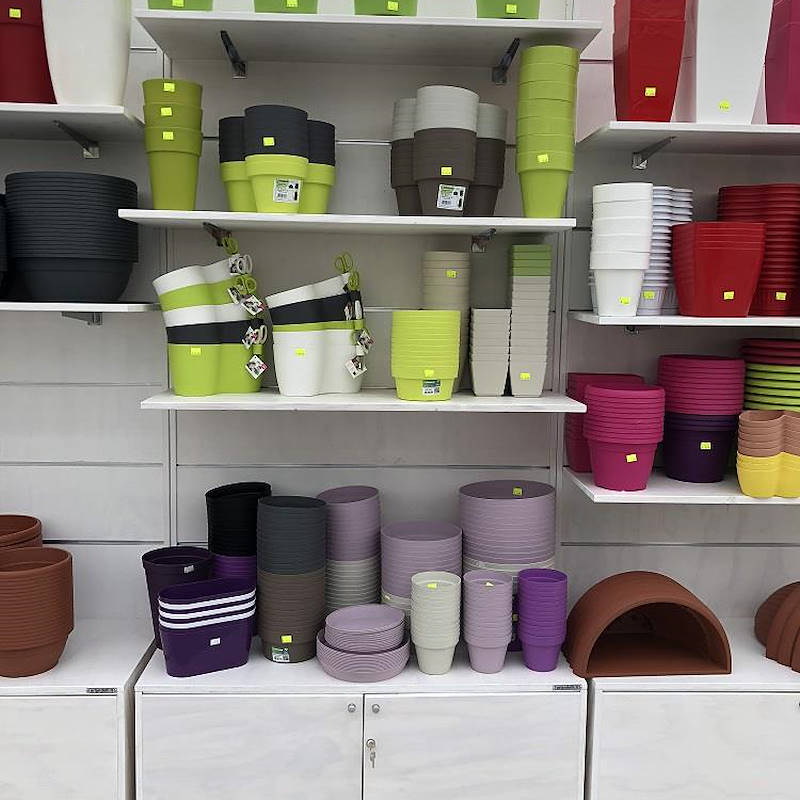 Wood shelving unit with blisters holder
